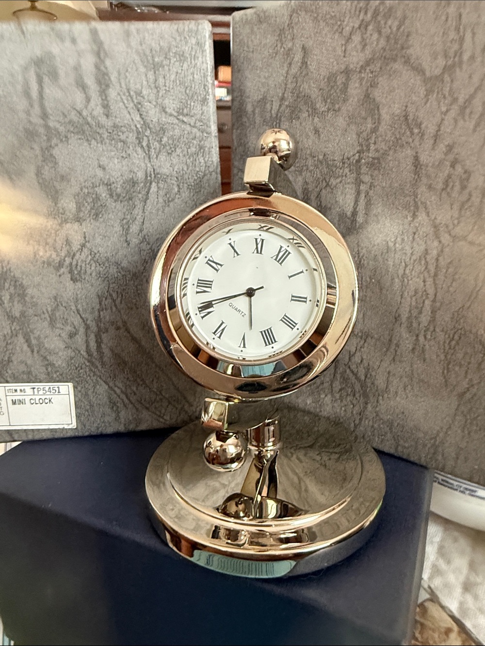 Polished Gold Mini Table Clock - Elegant Home Wall Decor phone for size
